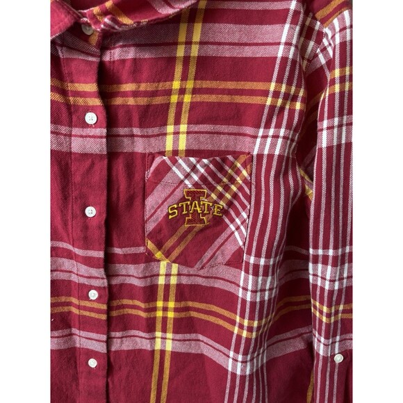 Iowa State University Cyclones Woman’s Shirt Size XL Long Sleeve Red Checked - Picture 3 of 6